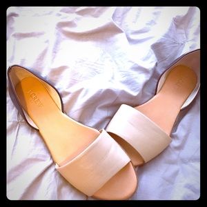 J Crew Leather Peep Toe Flats!!